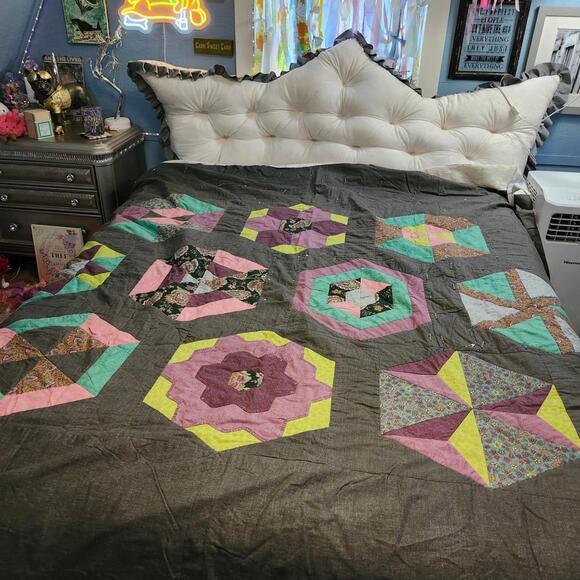 Other - Handmade Quilt‎ Unique Patchwork Design Colorful Bedding To Be Finished
